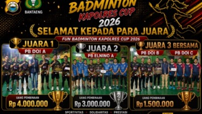 PB DOI A Juara Kapolres Cup 2026 Bantaeng Raih Rp4 Juta