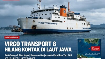 Kapal Virgo Transport 8 Hilang Kontak, 240 Penumpang Belum Ditemukan di Laut Jawa